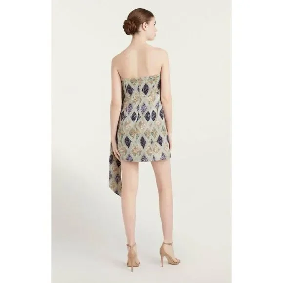 New CINQ À SEPT Luisa Silk Strapless Mini Dress in Green size 8